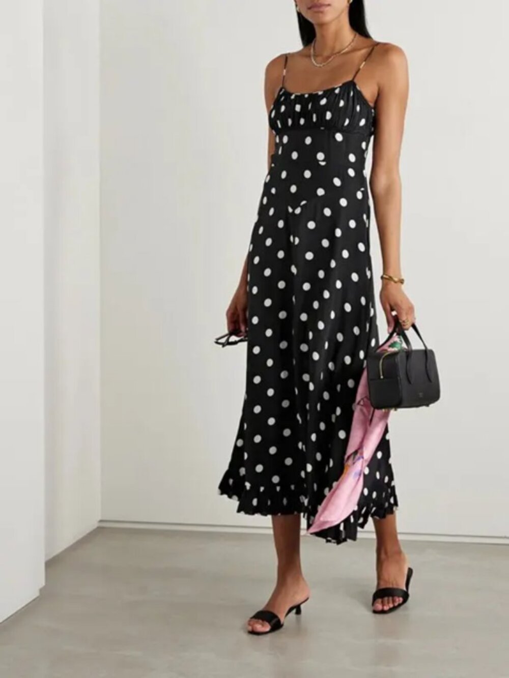 Doen Rosaria Midi Dress in Polka Dot Solstice Sky Large NWT
